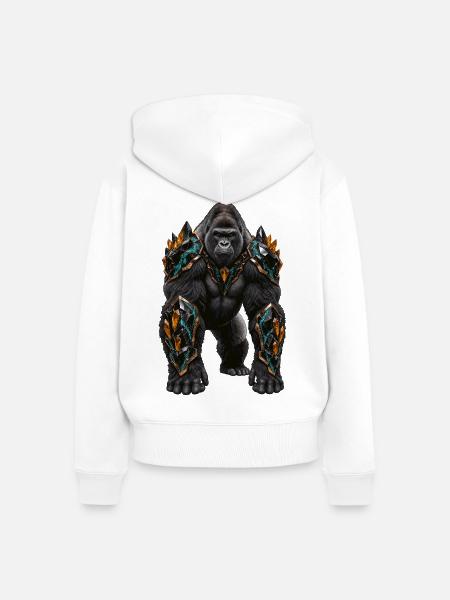 Kriegs-Gorilla Kristallrüstung - Frauen Premium Bio Zip Hoodie - Weiß