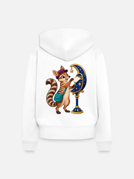 Mondnacht-Postläufer Eichhörnchen - Frauen Premium Bio Zip Hoodie - Weiß