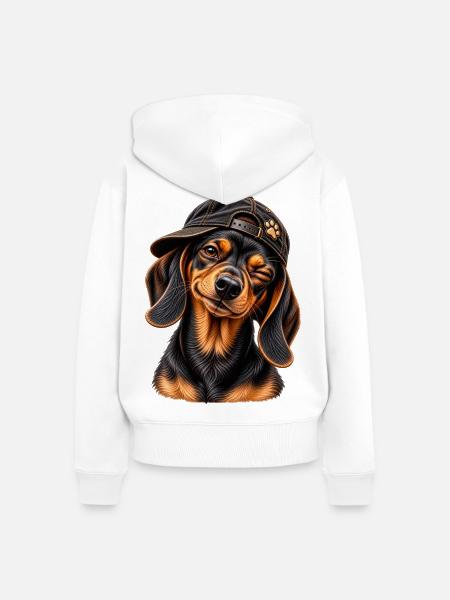 Frecher Dackel – Kleiner Charmeur - Frauen Premium Bio Zip Hoodie - Weiß