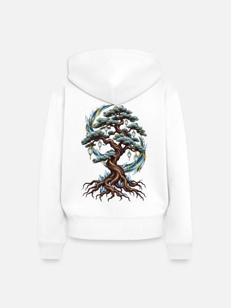 Kristallbaum der Nacht - Frauen Premium Bio Zip Hoodie - Weiß