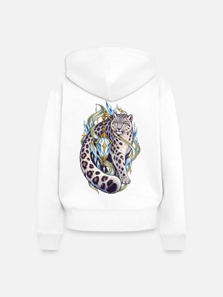 Kristall Leopard Fabelwelt - Frauen Premium Bio Zip Hoodie - Weiß