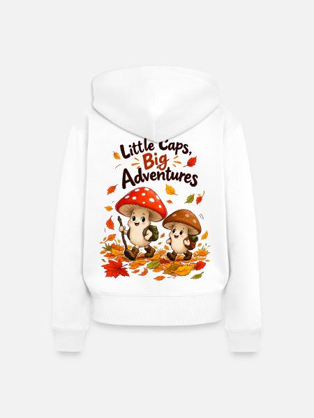 Kleine Pilze große Abenteuer - Frauen Premium Bio Zip Hoodie - Weiß