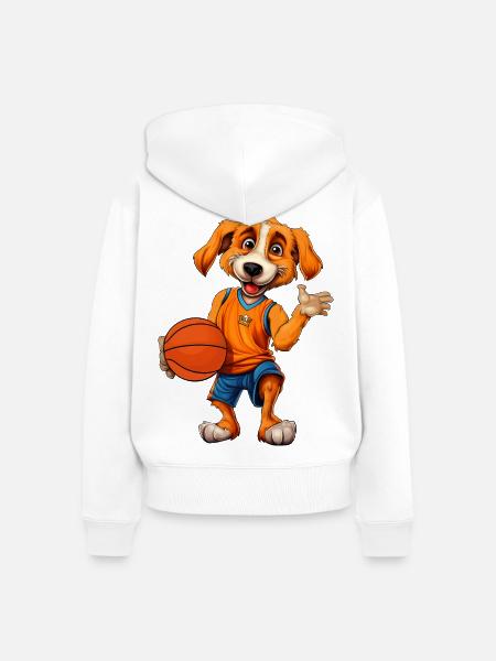 Hunde Basketball / Basketballspieler Hündchen - Frauen Premium Bio Zip Hoodie - Weiß