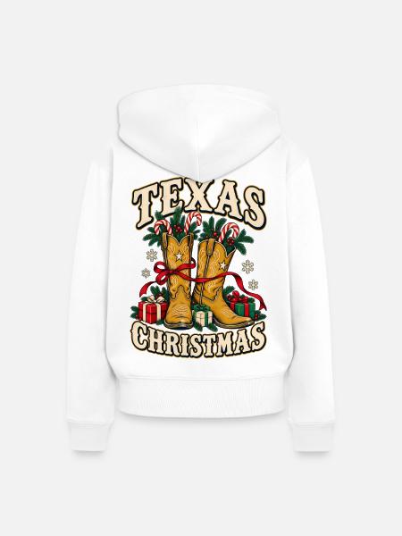 Texas Weihnachtsstiefel Motiv - Frauen Premium Bio Zip Hoodie - Weiß