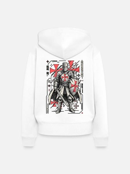 Geometrischer Cyber-Ritter - Frauen Premium Bio Zip Hoodie - Weiß