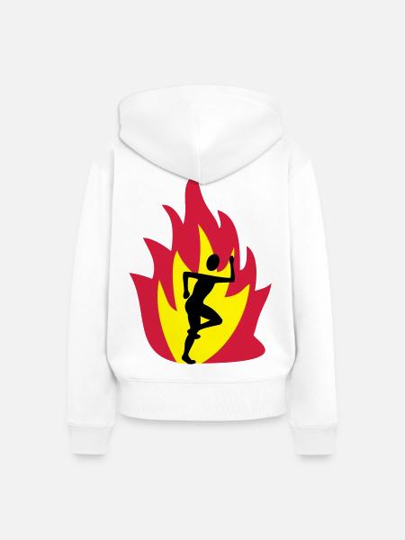 Läufer Flamme - Frauen Premium Bio Zip Hoodie - Weiß