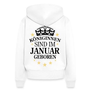 Königinnen Januar - Frauen Premium Bio Zip Hoodie - Weiß - Hinten - AI Model Female 172 light (172cm)