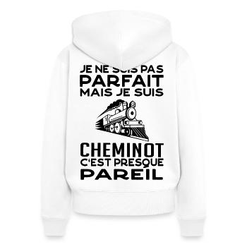cheminot 2 - Sweat à capuche zippé Premium bio Femme - blanc - Dos - AI Model Female 172 light (172cm)
