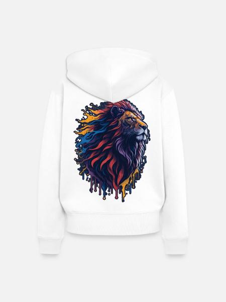 Löwe - Frauen Premium Bio Zip Hoodie - Weiß