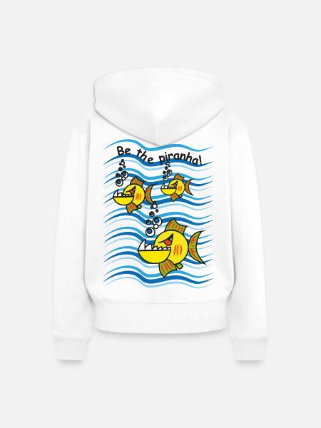 Be the Piranha - Frauen Premium Bio Zip Hoodie - Weiß