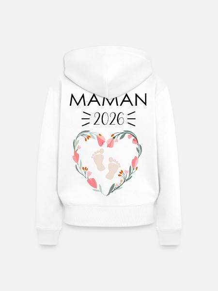 Werdende Mutter 2026 - Frauen Premium Bio Zip Hoodie - Weiß