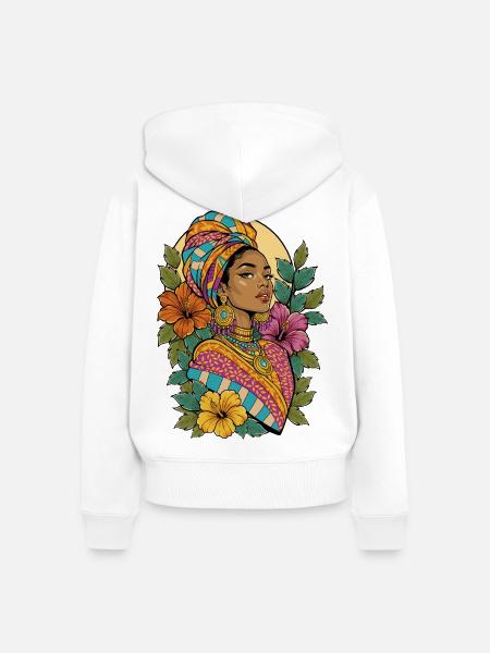 Mehrfarbiges Afrika - Frauen Premium Bio Zip Hoodie - Weiß