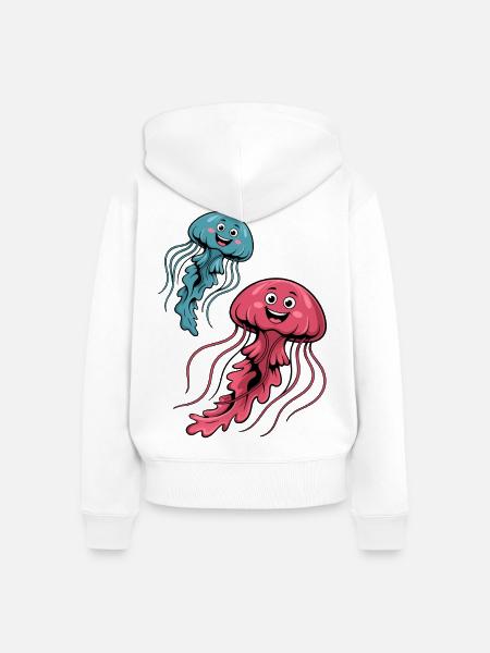 Fröhliche Quallen - Frauen Premium Bio Zip Hoodie - Weiß
