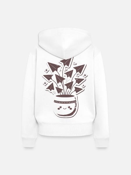 Papierflieger Blütenstrauß Topf - Frauen Premium Bio Zip Hoodie - Weiß
