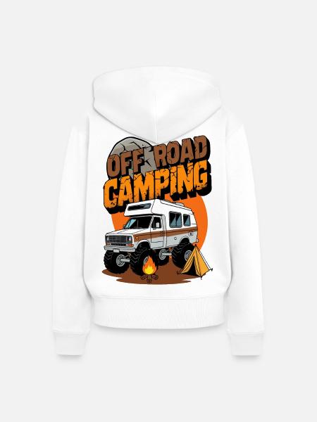 Offroad Camping - Frauen Premium Bio Zip Hoodie - Weiß