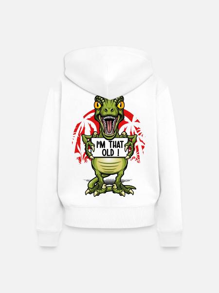 Ich bin ein alter Dinosaurier - Frauen Premium Bio Zip Hoodie - Weiß