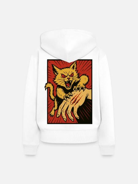 Crimson Claw Cat Angriff - Frauen Premium Bio Zip Hoodie - Weiß