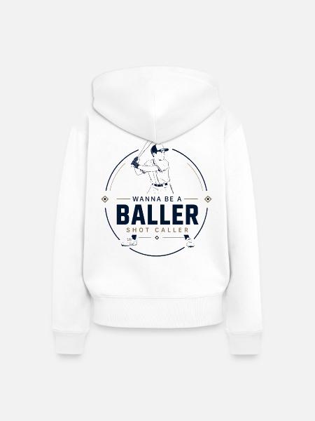 Baseball Baller: Retro-Sportstil - Frauen Premium Bio Zip Hoodie - Weiß