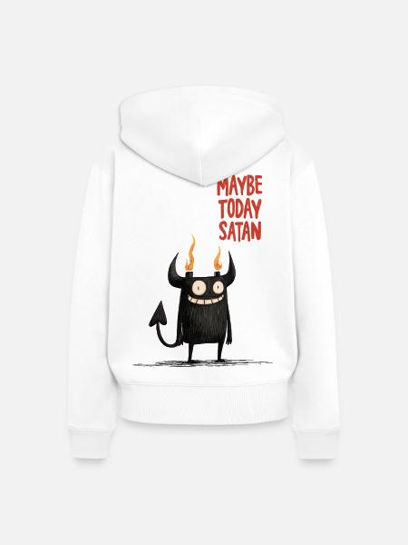 Vielleicht Heute Satan - Frauen Premium Bio Zip Hoodie - Weiß