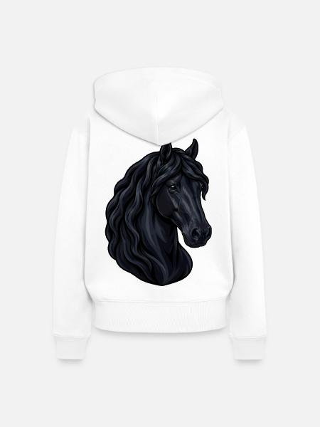 Porträt eines friesischen Pferdes - Frauen Premium Bio Zip Hoodie - Weiß