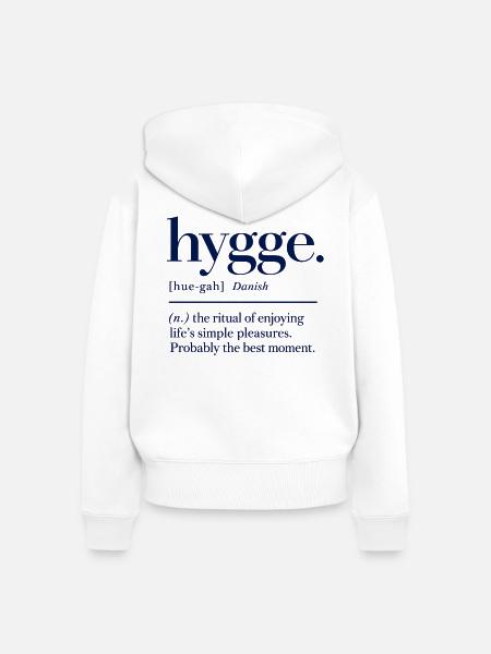 hygge - Definition - Dänemark - Denmark - Frauen Premium Bio Zip Hoodie - Weiß
