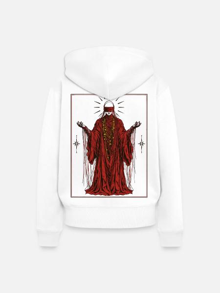 Dark Red Priestess Mystical Gothic - Frauen Premium Bio Zip Hoodie - Weiß