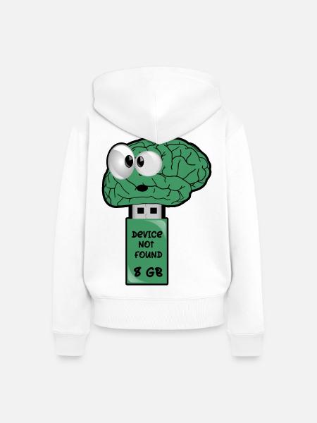 Gehirn USB Stick - Frauen Premium Bio Zip Hoodie - Weiß