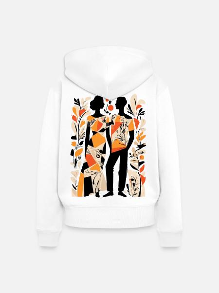 Abstrakte Kunst Mann und Frau - Frauen Premium Bio Zip Hoodie - Weiß