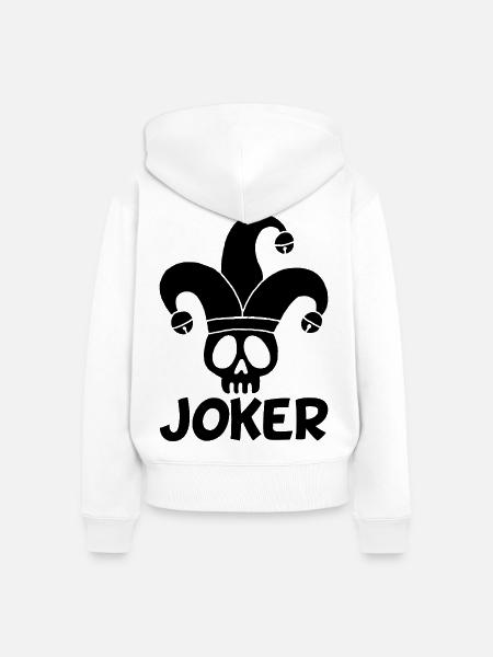 Schwarzer Joker Totenschädel - Frauen Premium Bio Zip Hoodie - Weiß