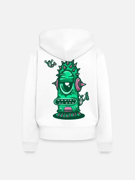 Retro-Musical-Dornenmonster - Frauen Premium Bio Zip Hoodie - Weiß