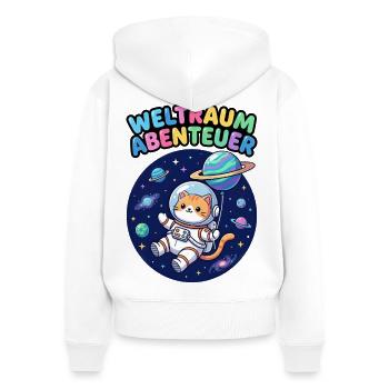 Space Adventurer Cat - Women's Premium Organic Zip Hoodie - white - Back - AI Model Female 172 light (172cm)