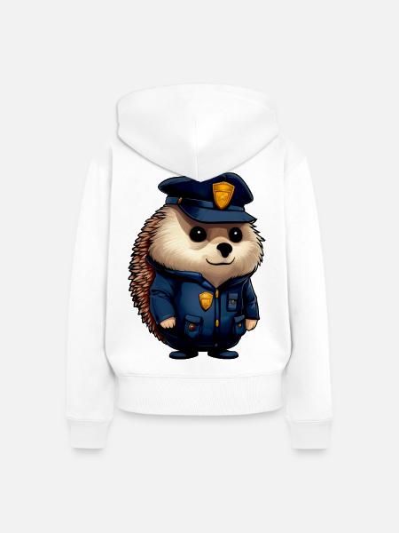 Igel Polizei - Frauen Premium Bio Zip Hoodie - Weiß