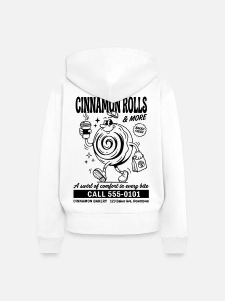 Retro Cinnamon Roll Bakery - Frauen Premium Bio Zip Hoodie - Weiß
