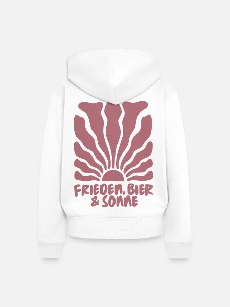 Frieden, Bier und Sonne - Frauen Premium Bio Zip Hoodie - Weiß