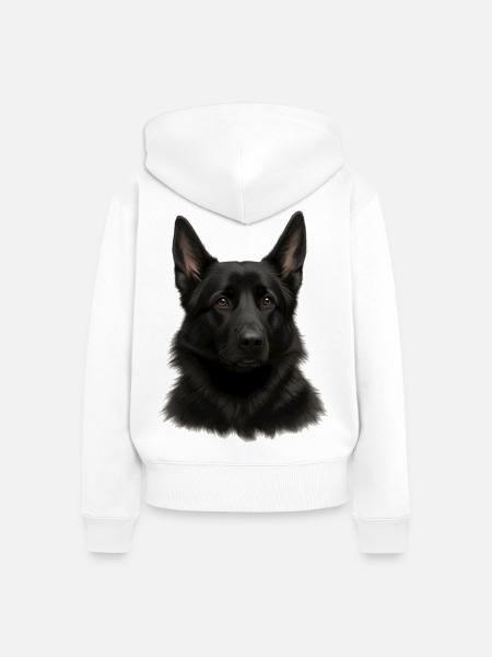 Schwarzer Schäferhund Kopfdesign - Frauen Premium Bio Zip Hoodie - Weiß
