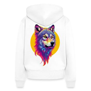 Tête De Loup - Sweat à capuche zippé Premium bio Femme - blanc - Dos - AI Model Female 172 light (172cm)