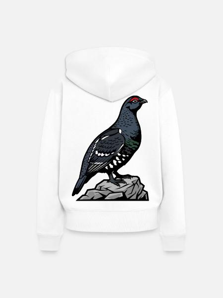 Schwarze Waldschnepfe auf Felsen - Frauen Premium Bio Zip Hoodie - Weiß