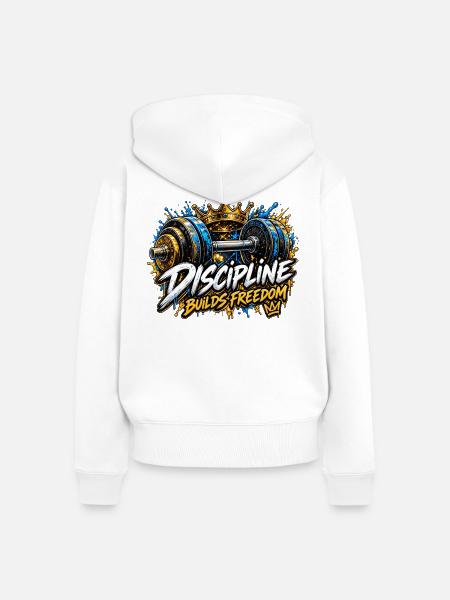 Disziplin baut Freiheit - Frauen Premium Bio Zip Hoodie - Weiß