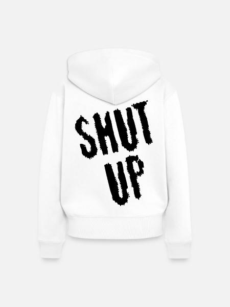Sei still! (schwarz) - Frauen Premium Bio Zip Hoodie - Weiß