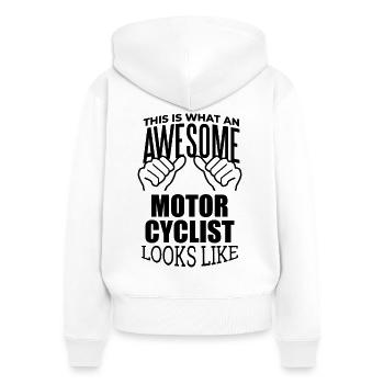 Motorradfahrer - Frauen Premium Bio Zip Hoodie - Weiß - Hinten - AI Model Female 172 light (172cm)