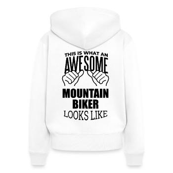 Mountainbike - Frauen Premium Bio Zip Hoodie - Weiß - Hinten - AI Model Female 172 light (172cm)