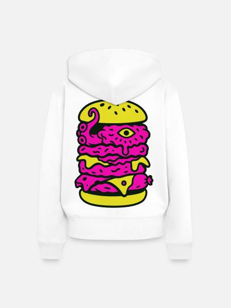 Monsterburger im Pop-Art Stil - Frauen Premium Bio Zip Hoodie - Weiß