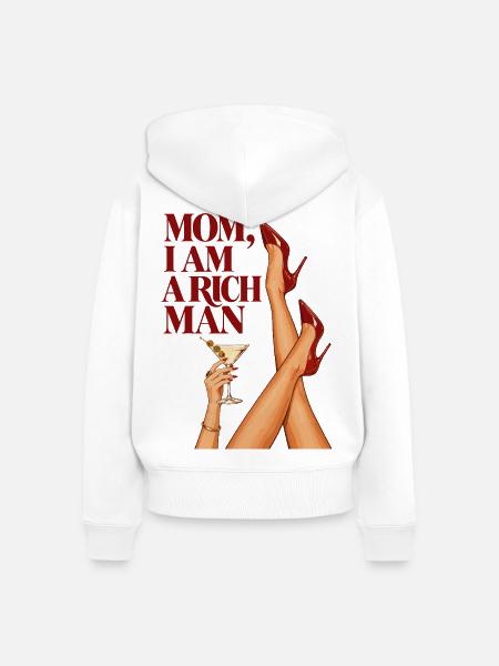 Mom I Am A Rich Man - Frauen Premium Bio Zip Hoodie - Weiß