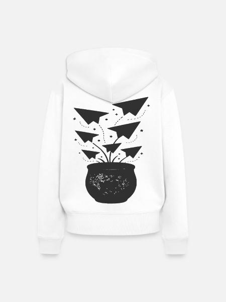 Papierflieger aus Topf - Frauen Premium Bio Zip Hoodie - Weiß