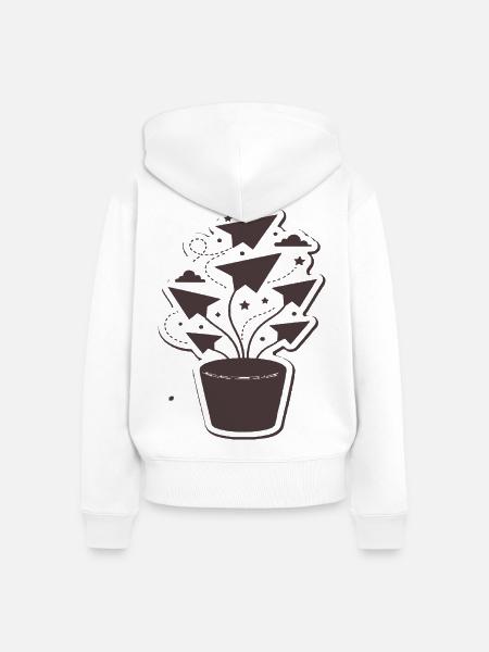 Papierflug-Pflanzenzauber - Frauen Premium Bio Zip Hoodie - Weiß