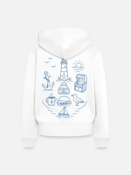 Maritimes Küstenmotiv - Frauen Premium Bio Zip Hoodie - Weiß