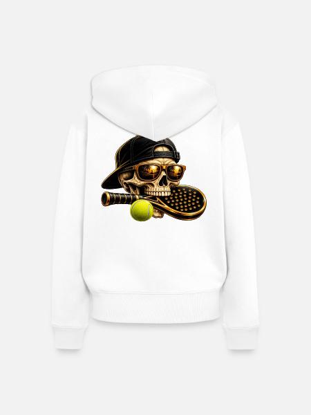 Skelett mit Sonnenuntergang Padel-Style - Frauen Premium Bio Zip Hoodie - Weiß