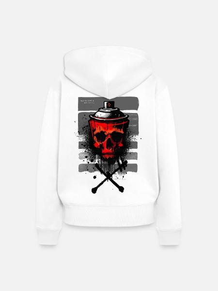 Rotes städtisches Schädelspray - Frauen Premium Bio Zip Hoodie - Weiß