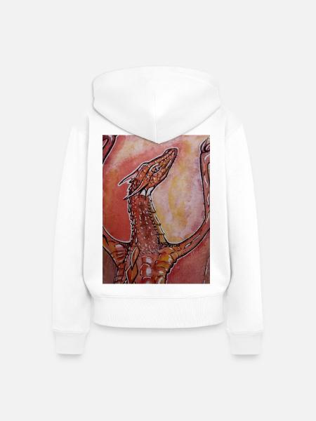 Roter Drache handgemalt - Frauen Premium Bio Zip Hoodie - Weiß