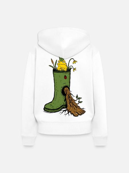 Froschkönig Gummistiefel-Garten-Doodle - Frauen Premium Bio Zip Hoodie - Weiß